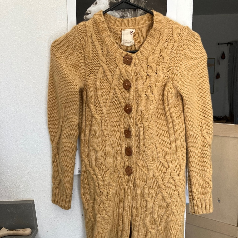 Anthropologie Far Away From Close Long Sweater Yellow Size Small